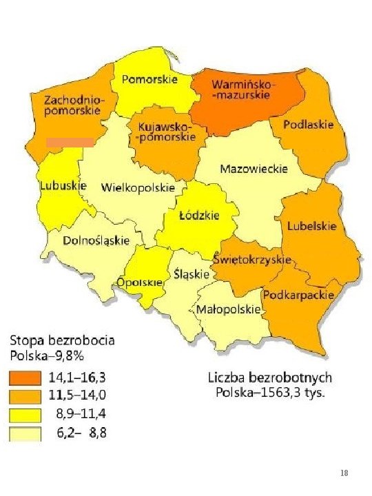 Struktura geograficzna bezrobocia w Polsce, koniec grudnia 2015 r. 18 Struktura geograficzna bezrobocia w Polsce, koniec grudnia 2015 r. 18