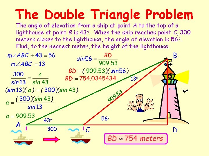 The Double Triangle Problem The angle of elevation from a ship at point A