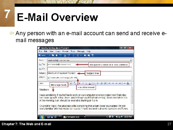 Chapter 7 The Web And Email 7 Chapter