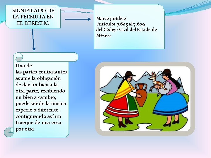SIGNIFICADO DE LA PERMUTA EN EL DERECHO Una de las partes contratantes asume la