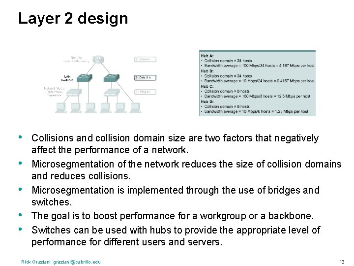 Layer 2 design • • • Collisions and collision domain size are two factors