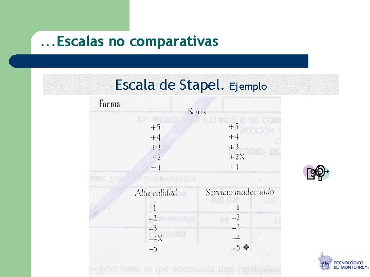 . . . Escalas no comparativas Escala de Stapel. Ejemplo O. B. G 