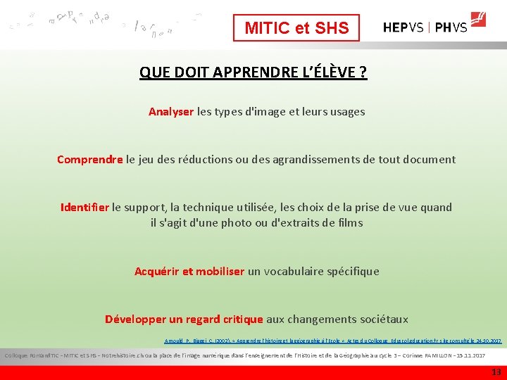 MITIC et SHS QUE DOIT APPRENDRE L’ÉLÈVE ? Analyser les types d'image et leurs