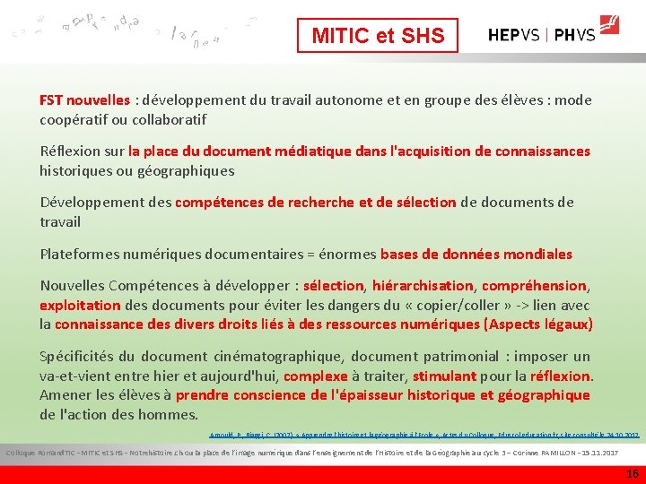 MITIC et SHS FST nouvelles : développement du travail autonome et en groupe des