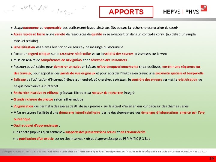 APPORTS + Usage autonome et responsable des outils numériques laisse aux élèves dans la