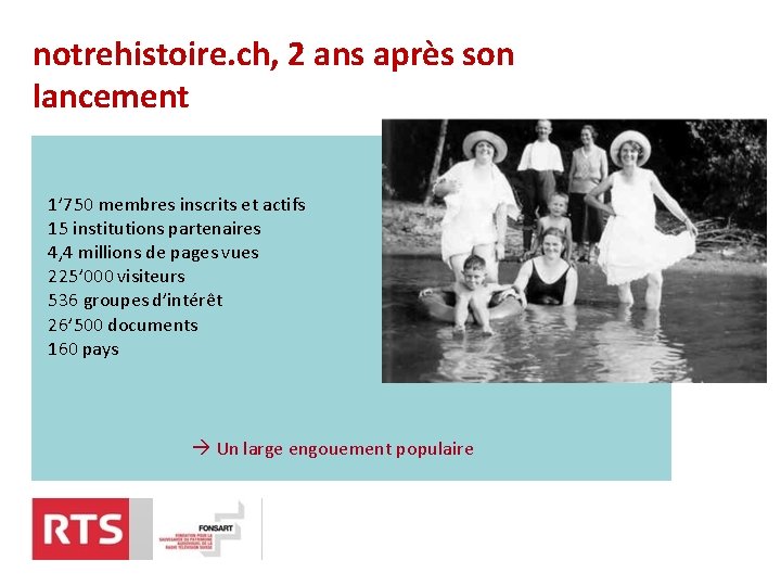 notrehistoire. ch, 2 ans après son lancement 1’ 750 membres inscrits et actifs 15