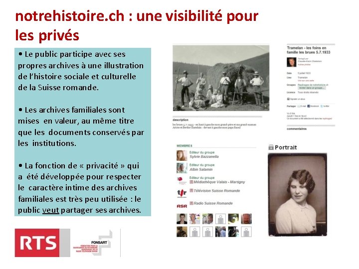 notrehistoire. ch : une visibilité pour les privés • Le public participe avec ses