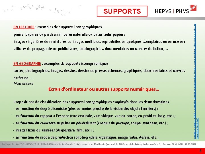 EN HISTOIRE : exemples de supports iconographiques pierre, papyrus ou parchemin, paroi naturelle ou