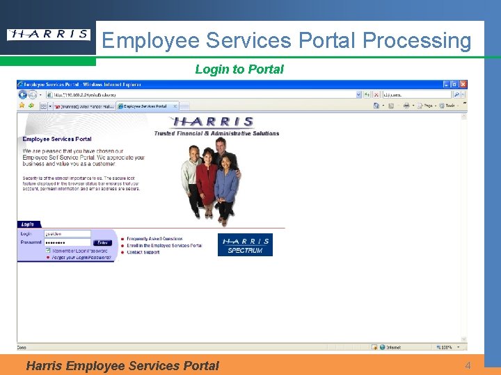 Employee Services Portal Processing Login to Portal Harris Employee Services Portal 4 Employee Services Portal Processing Login to Portal Harris Employee Services Portal 4