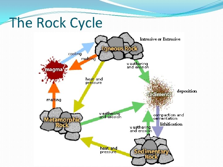 The Rock Cycle Intrusive or Extrusive deposition lithification 