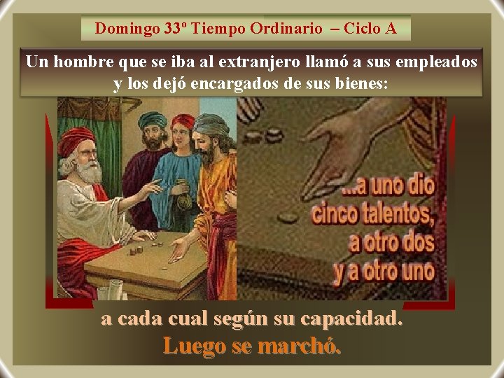 Domingo 33º Tiempo Ordinario – Ciclo A Un hombre que se iba al extranjero