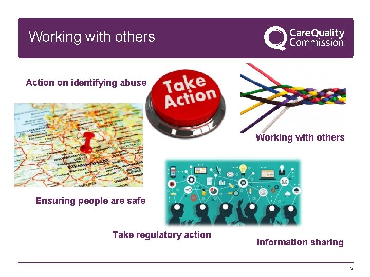 Working with others Action on identifying abuse Working with others Ensuring people are safe