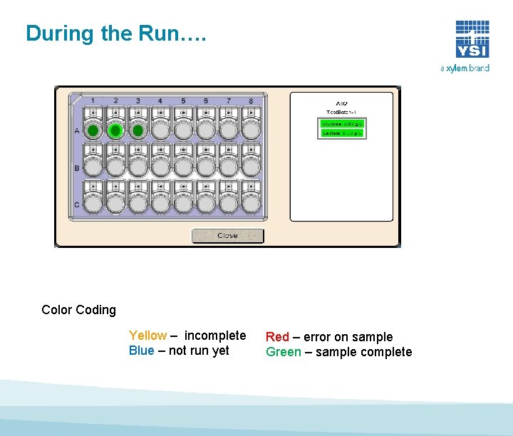 During the Run…. Color Coding Yellow – incomplete Blue – not run yet Red During the Run…. Color Coding Yellow – incomplete Blue – not run yet Red