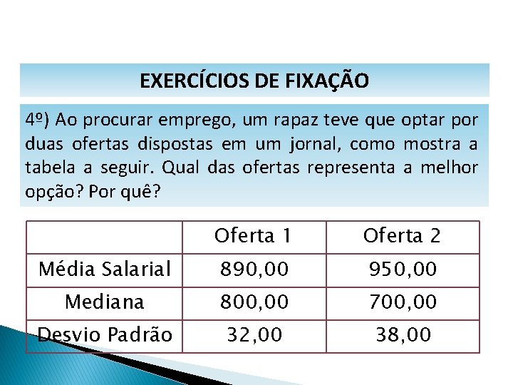 MATEMÁTICA, 1º Ano Medidas de dispersão: desvio médio, desvio padrão e variância EXERCÍCIOS DE