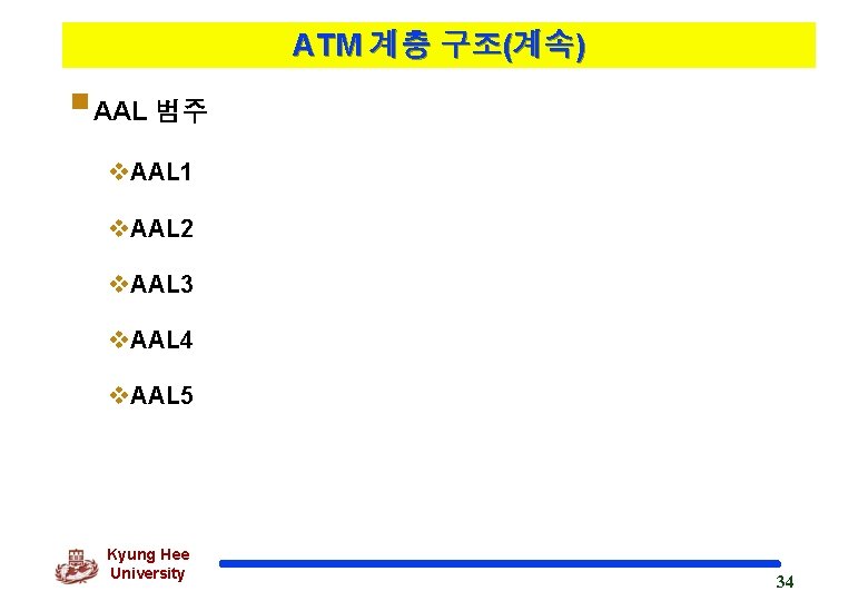 ATM 계층 구조(계속) §AAL 범주 v. AAL 1 v. AAL 2 v. AAL 3