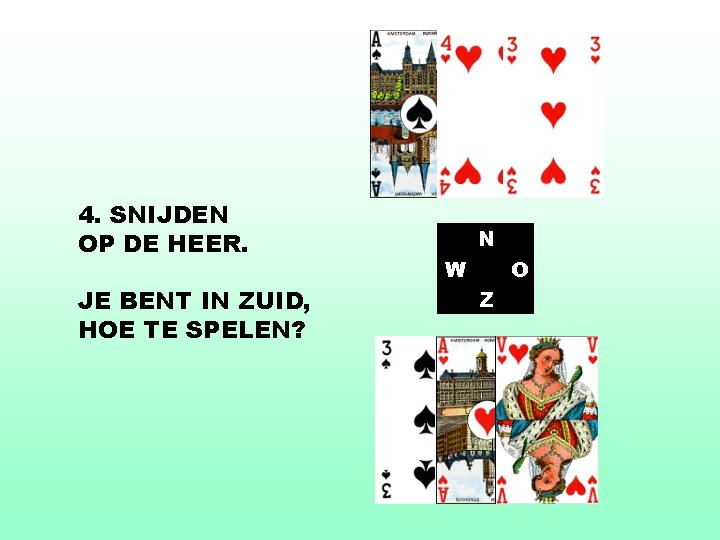 4. SNIJDEN OP DE HEER. JE BENT IN ZUID, HOE TE SPELEN? N W