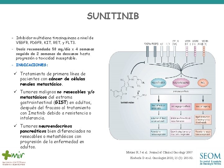 SUNITINIB - Inhibidor multidiana tirosinquinasa a nivel de VEGFR, PDGFR, KIT, RET, y FLT
