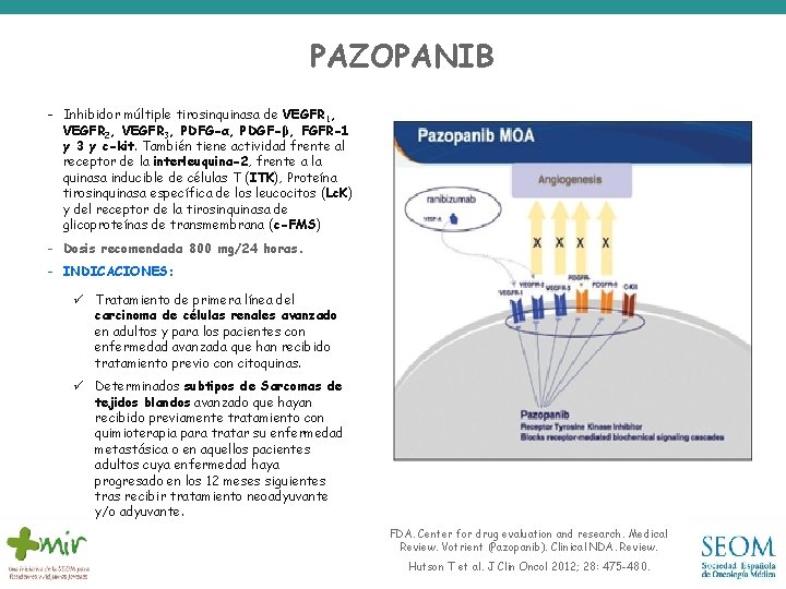 PAZOPANIB - Inhibidor múltiple tirosinquinasa de VEGFR 1, VEGFR 2, VEGFR 3, PDFG-α, PDGF-β,