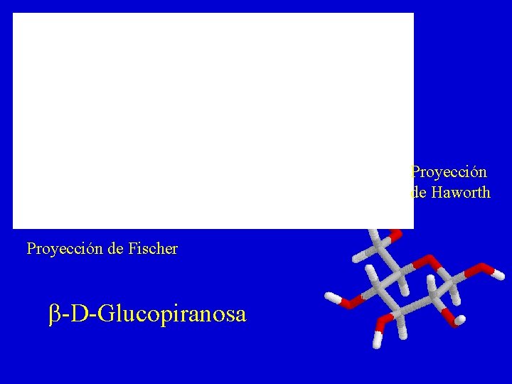 Proyección de Haworth Proyección de Fischer b-D-Glucopiranosa Proyección de Haworth Proyección de Fischer b-D-Glucopiranosa