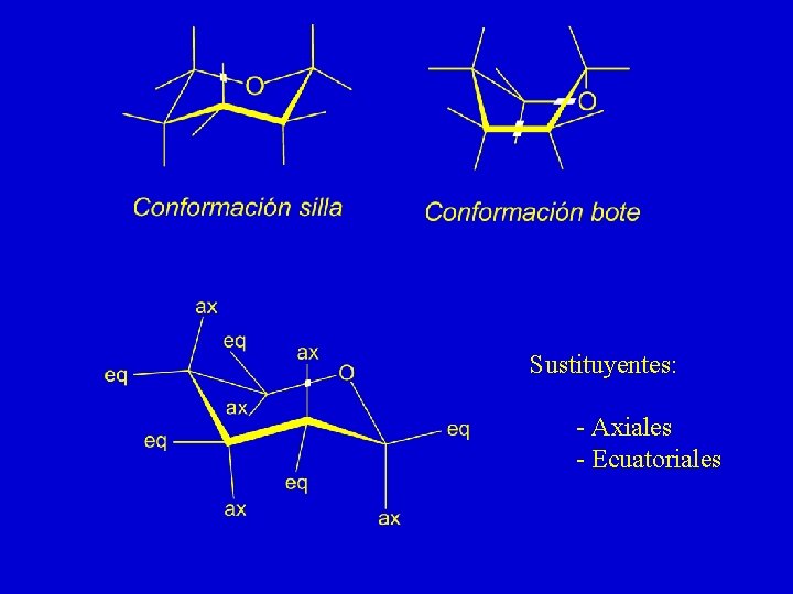 Sustituyentes: - Axiales - Ecuatoriales Sustituyentes: - Axiales - Ecuatoriales