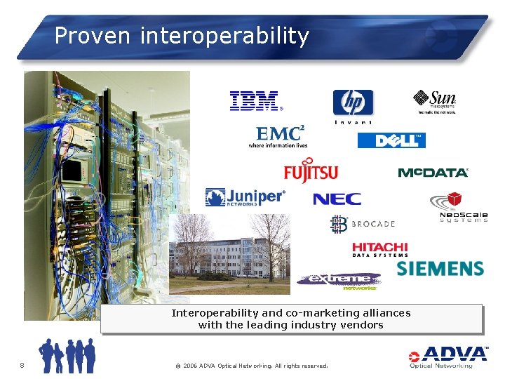 Proven interoperability Interoperability and co-marketing alliances with the leading industry vendors 8 © 2006