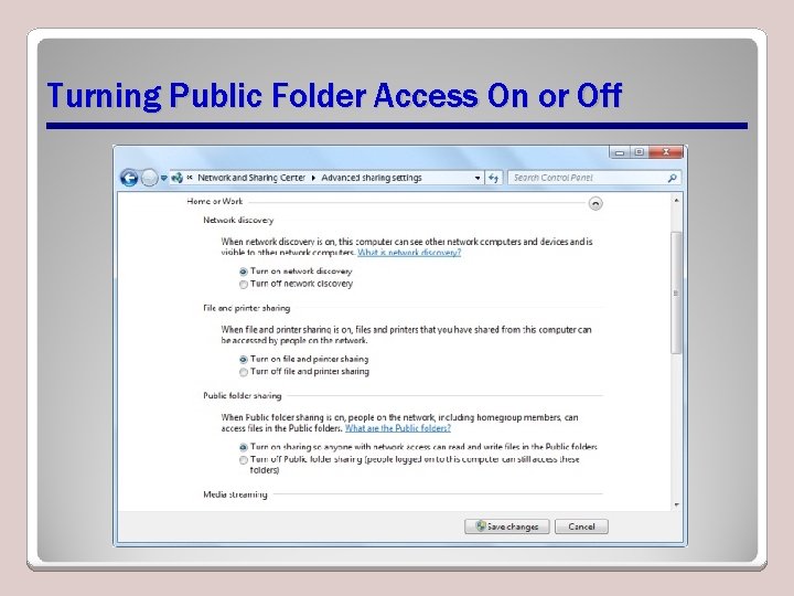 Turning Public Folder Access On or Off 