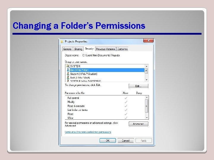 Changing a Folder’s Permissions 