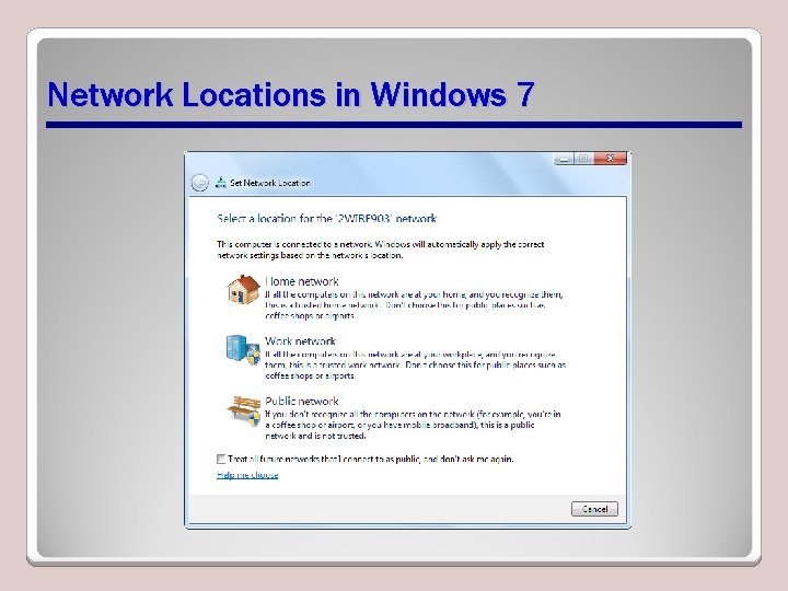 Network Locations in Windows 7 
