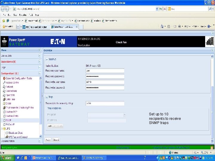 Set up to 10 recipients to receive SNMP traps 