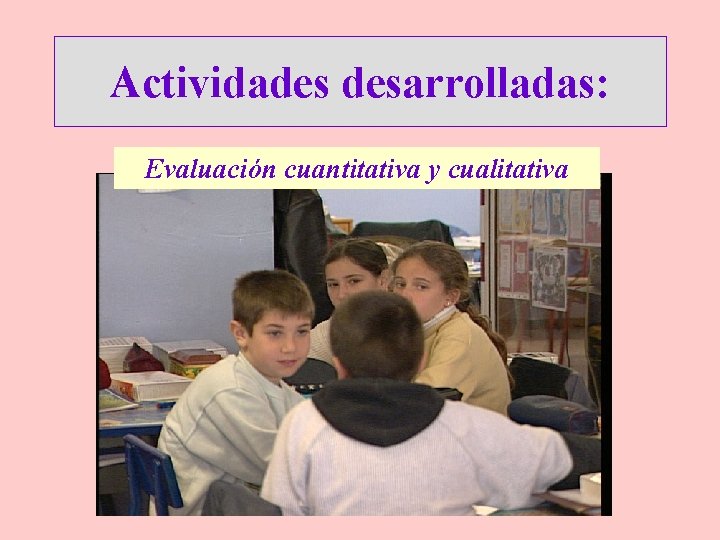 Actividades desarrolladas: Evaluación cuantitativa y cualitativa 