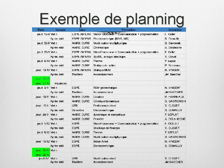 Exemple de planning 