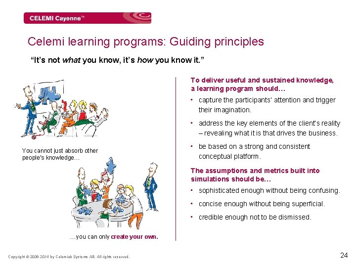 Celemi learning programs: Guiding principles “It’s not what you know, it’s how you know