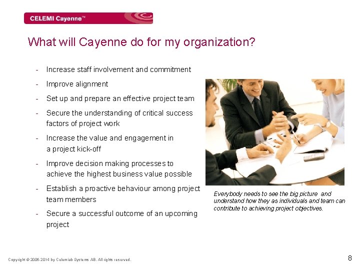 What will Cayenne do for my organization? - Increase staff involvement and commitment -