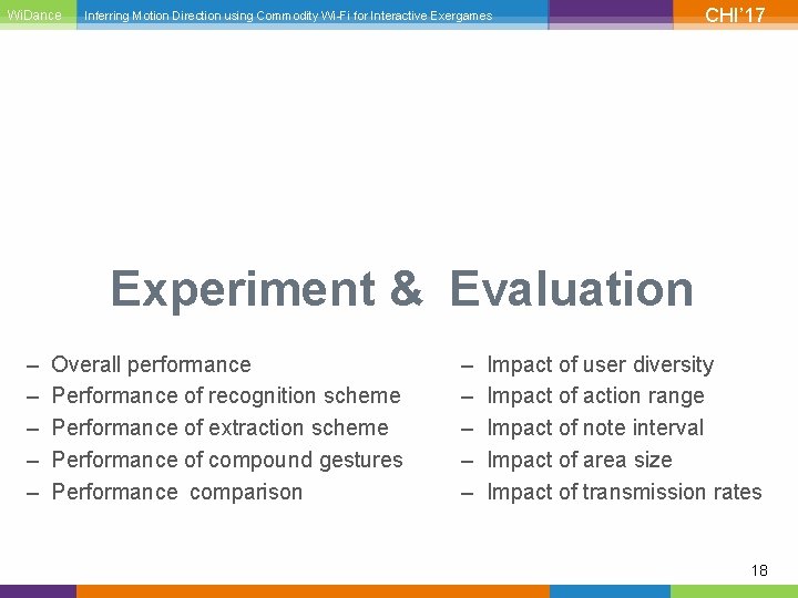 Wi. Dance Inferring Motion Direction using Commodity Wi-Fi for Interactive Exergames CHI’ 17 Experiment