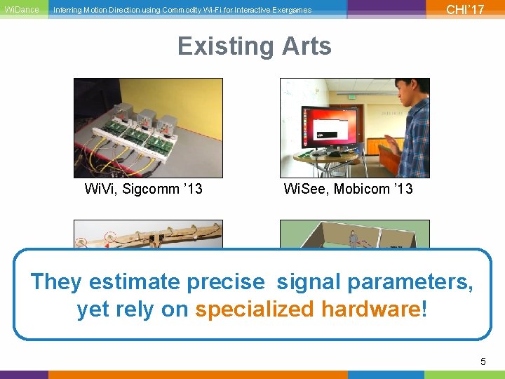 Wi. Dance Inferring Motion Direction using Commodity Wi-Fi for Interactive Exergames CHI’ 17 Existing