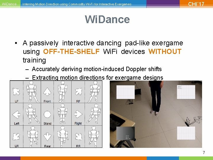 Wi. Dance Inferring Motion Direction using Commodity Wi-Fi for Interactive Exergames CHI’ 17 Wi.