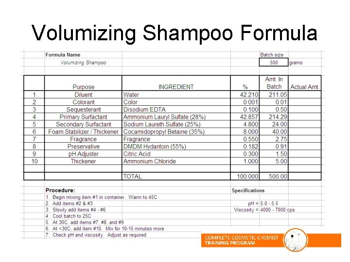 Volumizing Shampoo Formula Volumizing Shampoo Formula