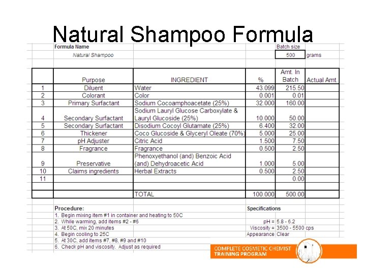 Natural Shampoo Formula Natural Shampoo Formula