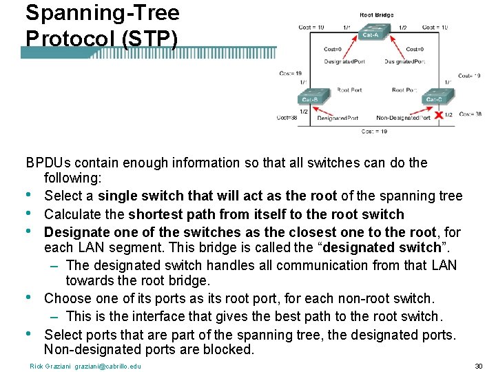 Spanning-Tree Protocol (STP) BPDUs contain enough information so that all switches can do the