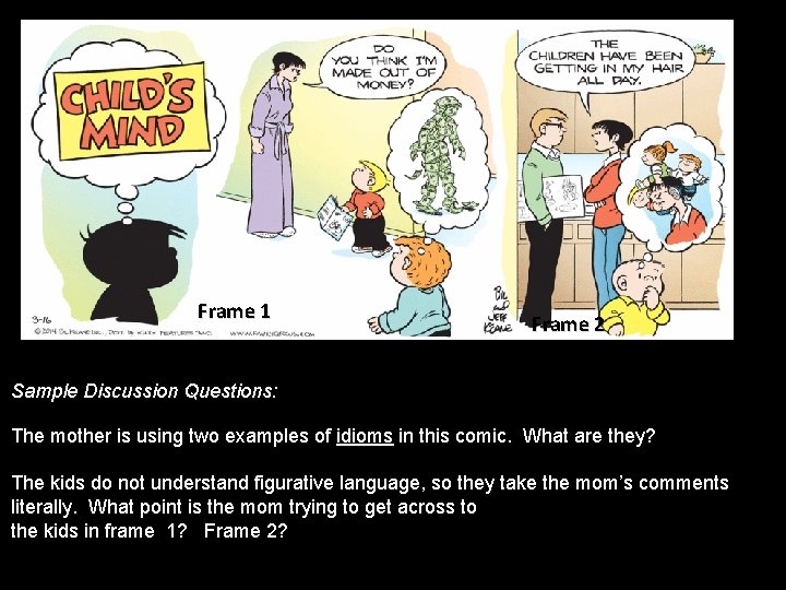 Frame 1 Frame 2 Sample Discussion Questions: The mother is using two examples of