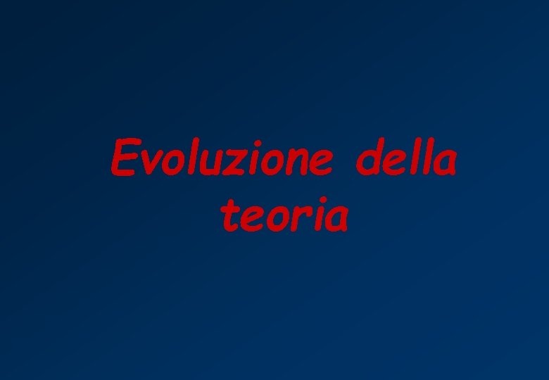 Evoluzione della teoria 