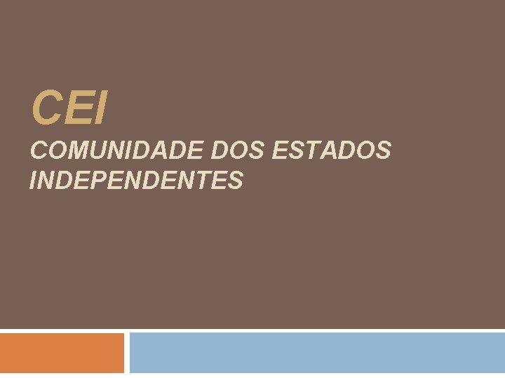 CEI COMUNIDADE DOS ESTADOS INDEPENDENTES 