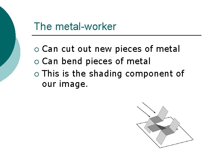 The metal-worker Can cut out new pieces of metal ¡ Can bend pieces of