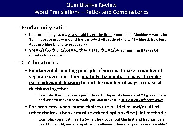 Quantitative Review Word Translations – Ratios and Combinatorics – Productivity ratio • For productivity