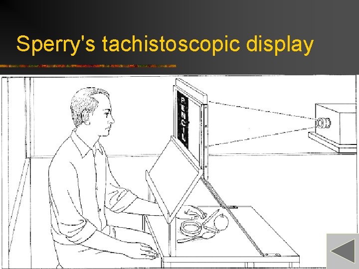 Sperry's tachistoscopic display Sperry's tachistoscopic display