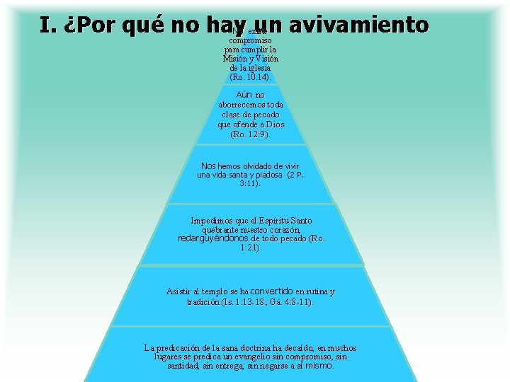 I. ¿Por qué no hay un avivamiento No existe compromiso para cumplir la Misión I. ¿Por qué no hay un avivamiento No existe compromiso para cumplir la Misión
