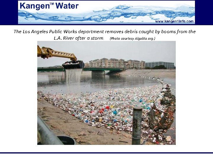 The Los Angeles Public Works department removes debris caught by booms from the L.