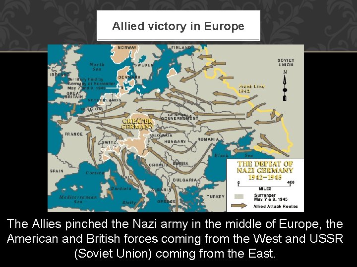 Allied victory in Europe The Allies pinched the Nazi army in the middle of