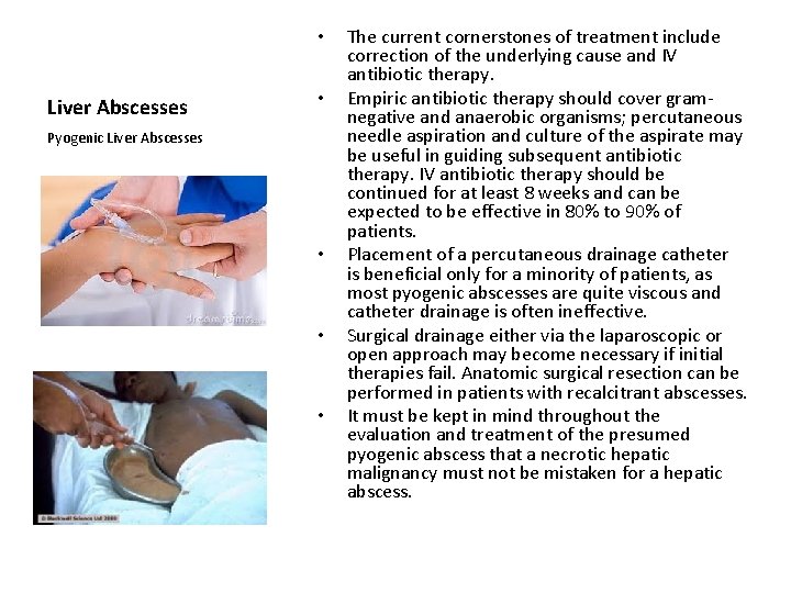  • Liver Abscesses • Pyogenic Liver Abscesses • • • The current cornerstones