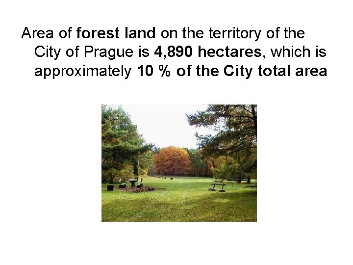 Area of forest land on the territory of the City of Prague is 4,